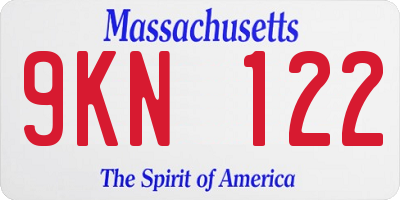 MA license plate 9KN122