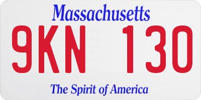 MA license plate 9KN130