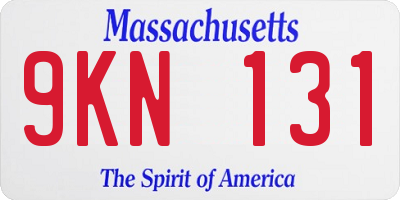 MA license plate 9KN131