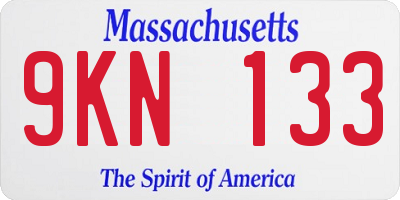 MA license plate 9KN133