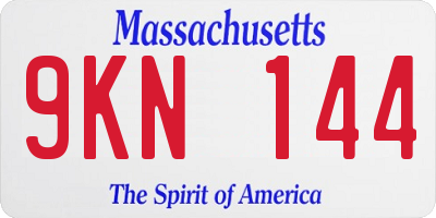 MA license plate 9KN144
