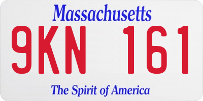 MA license plate 9KN161