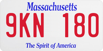 MA license plate 9KN180