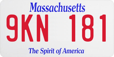 MA license plate 9KN181