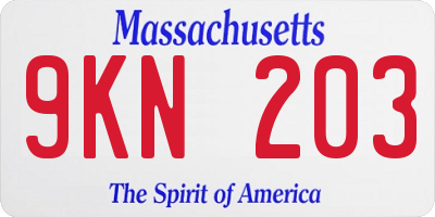 MA license plate 9KN203