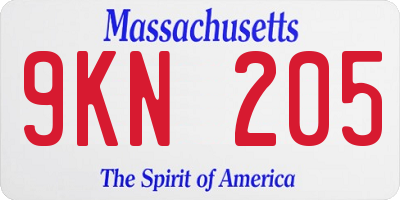 MA license plate 9KN205