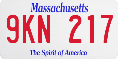 MA license plate 9KN217
