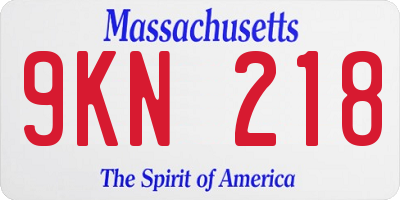 MA license plate 9KN218