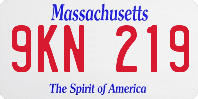 MA license plate 9KN219