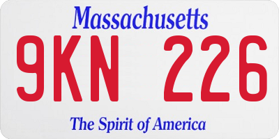 MA license plate 9KN226
