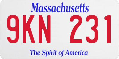 MA license plate 9KN231