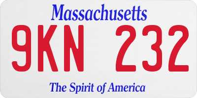 MA license plate 9KN232