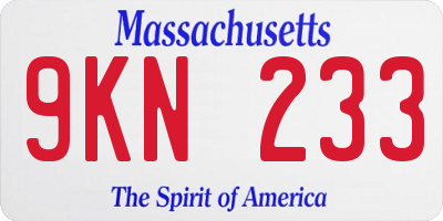 MA license plate 9KN233