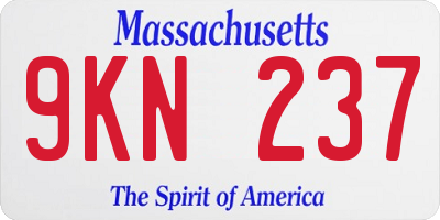 MA license plate 9KN237