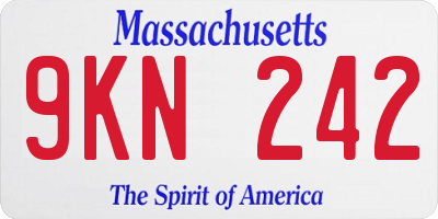MA license plate 9KN242