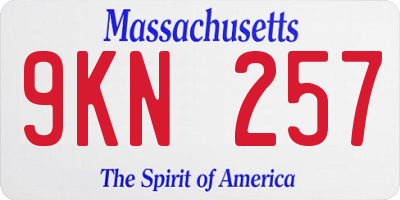 MA license plate 9KN257