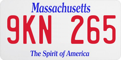 MA license plate 9KN265
