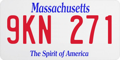 MA license plate 9KN271