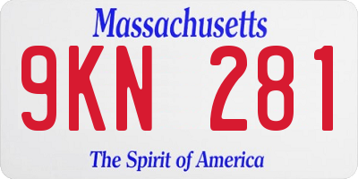 MA license plate 9KN281
