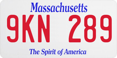 MA license plate 9KN289