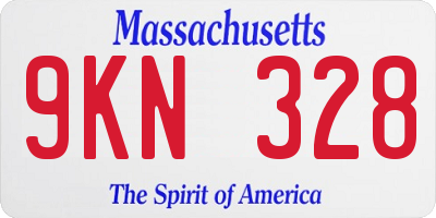 MA license plate 9KN328