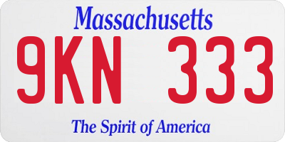 MA license plate 9KN333