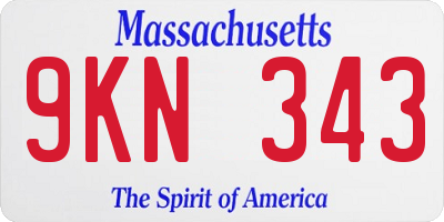 MA license plate 9KN343