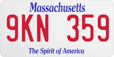 MA license plate 9KN359