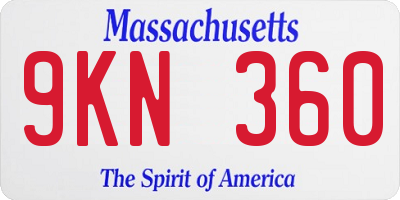 MA license plate 9KN360