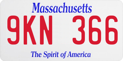 MA license plate 9KN366