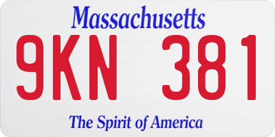 MA license plate 9KN381