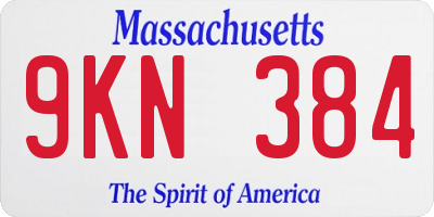 MA license plate 9KN384