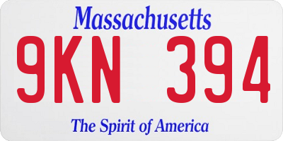 MA license plate 9KN394