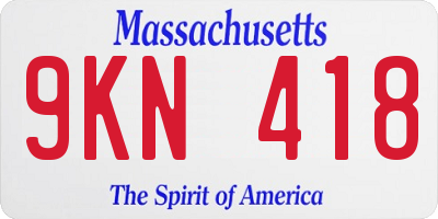 MA license plate 9KN418