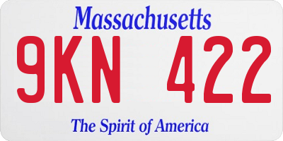 MA license plate 9KN422