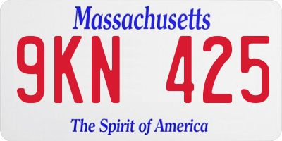 MA license plate 9KN425