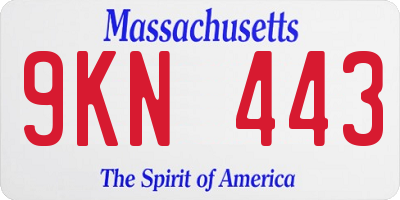 MA license plate 9KN443