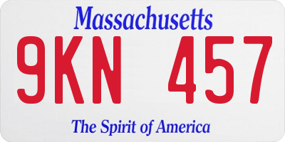 MA license plate 9KN457