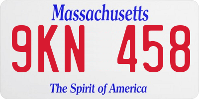 MA license plate 9KN458