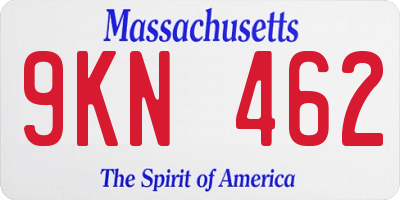 MA license plate 9KN462