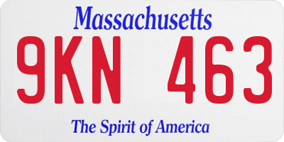 MA license plate 9KN463