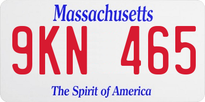 MA license plate 9KN465