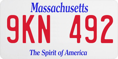 MA license plate 9KN492