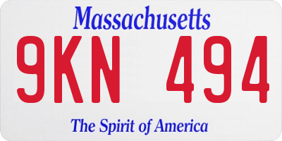 MA license plate 9KN494