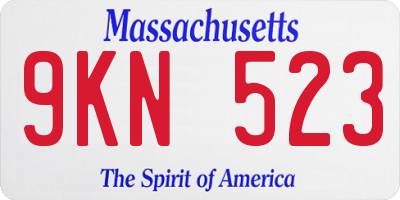 MA license plate 9KN523