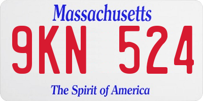 MA license plate 9KN524