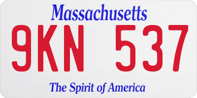 MA license plate 9KN537