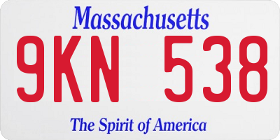 MA license plate 9KN538