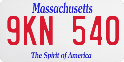 MA license plate 9KN540