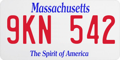 MA license plate 9KN542